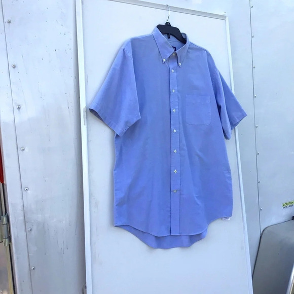 Land’s End Direct Merchants baby blue short sleeve shirt. Size17 tall.  Orig csf - Picture 1 of 6